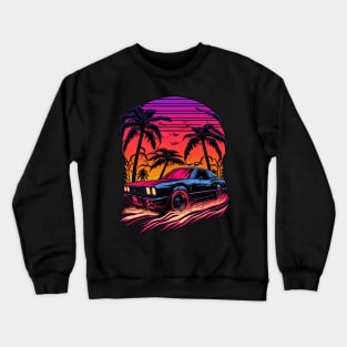 Retro Car in Synthwave Style Crewneck Sweatshirt